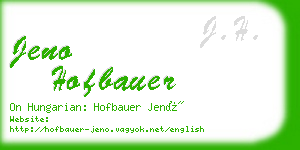 jeno hofbauer business card